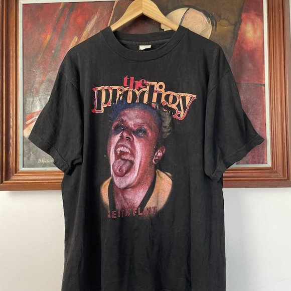 90s Prodigy The Fat Of The Land Keith Flint Print Band Tee - Picture 1 of 1